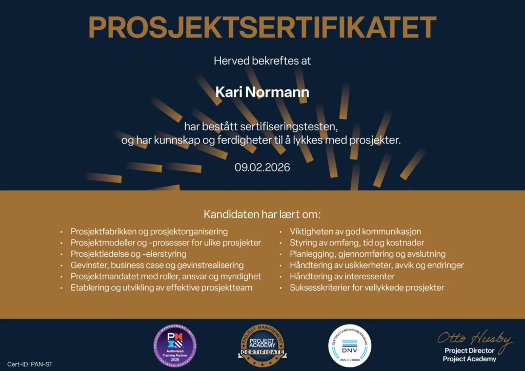 Prosjektsertifikatet